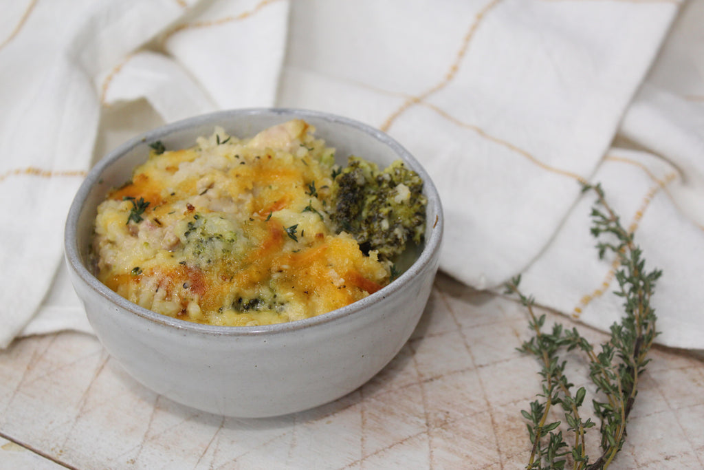 Chicken Broccoli Cheddar Rice Bake
