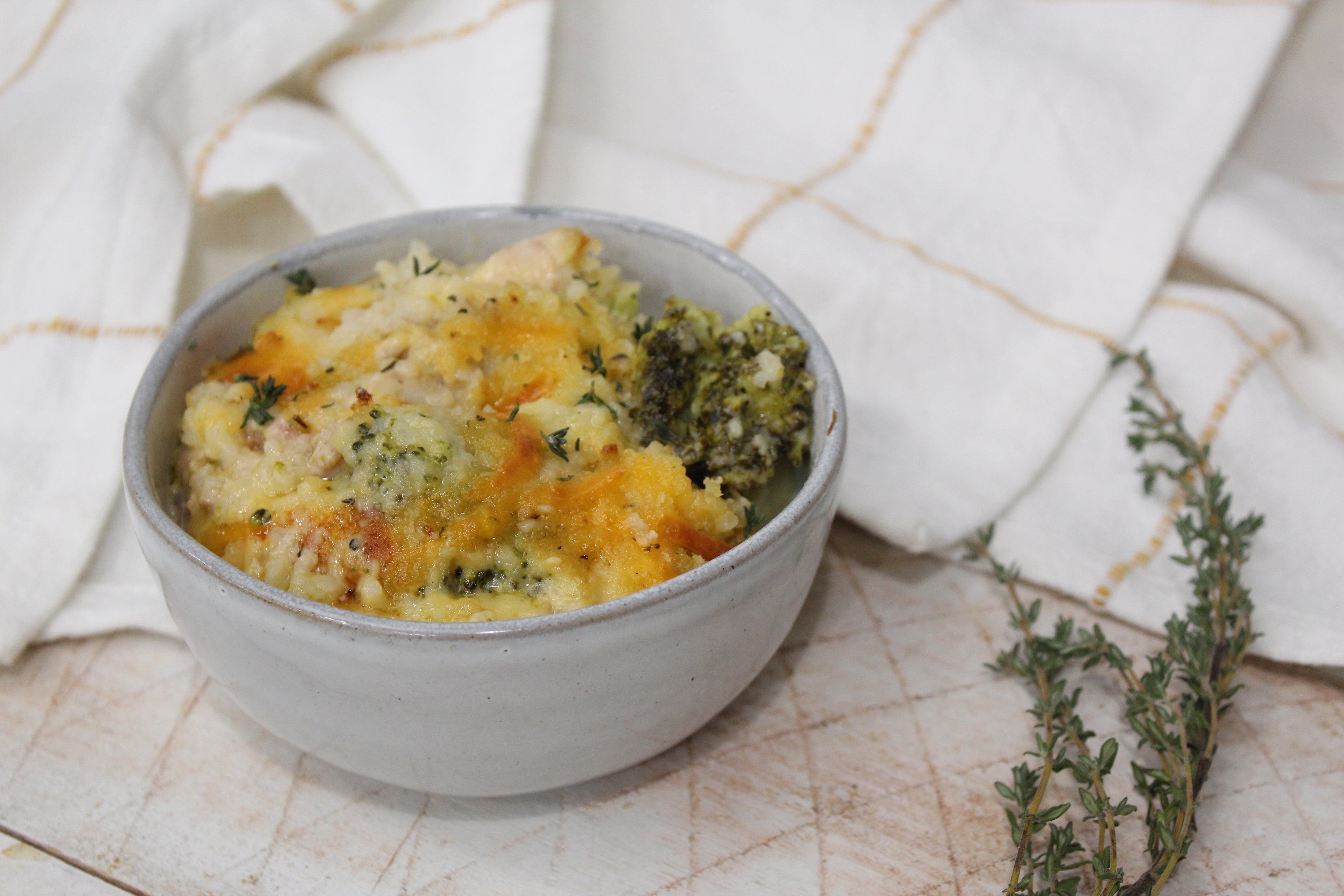 Chicken Broccoli Cheddar Rice Bake