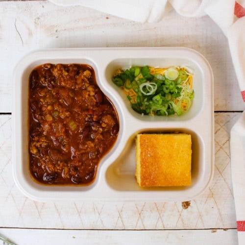 Bison & Beef Chili with Cornbread, Mexican Cheese & Green Onion