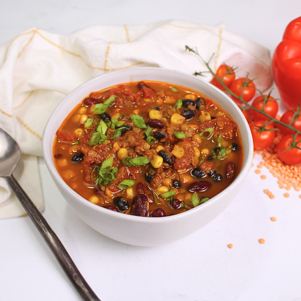 Plant Based Red Lentil Chili